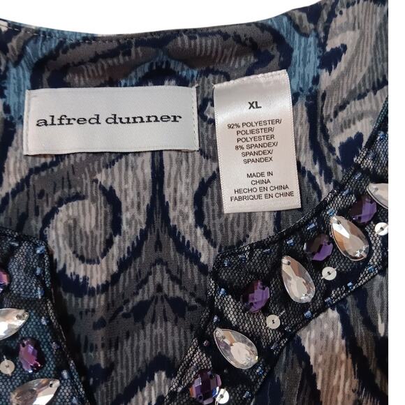 ALFRED DUNNER Beaded Stretchy Tunic‎ Top Blouse XL Career Dressy Travel Trip - Picture 6 of 8